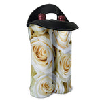 White Rose Print Double Neoprene Wine Tote