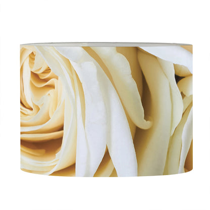 White Rose Print Drum Lamp Shade