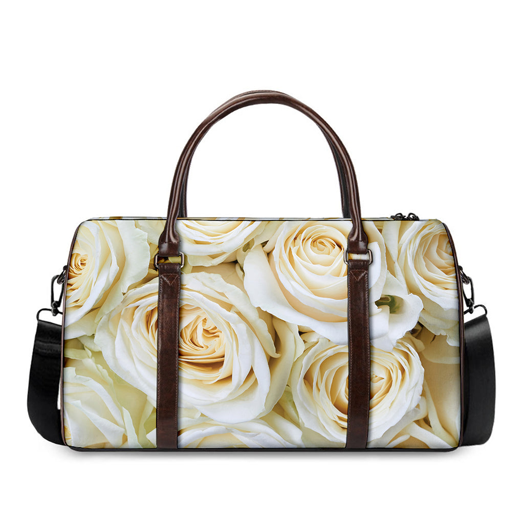 White Rose Print Duffle Bag