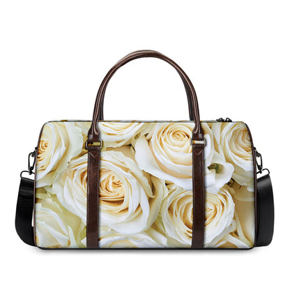 White Rose Print Duffle Bag
