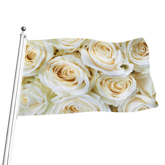 White Rose Print Flag