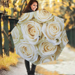 White Rose Print Foldable Umbrella