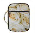 White Rose Print Front Pocket Bible Bag