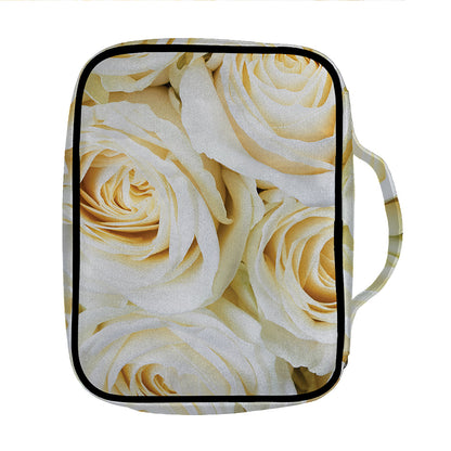 White Rose Print Front Pocket Bible Bag