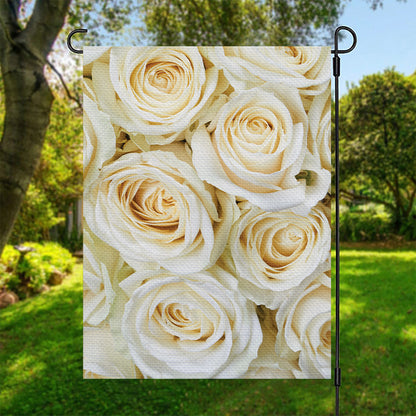 White Rose Print Garden Flag