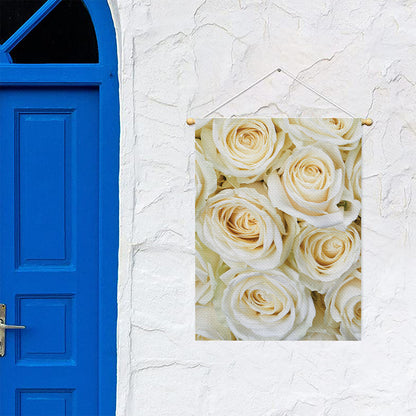 White Rose Print Garden Flag