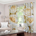 White Rose Print Grommet Curtains