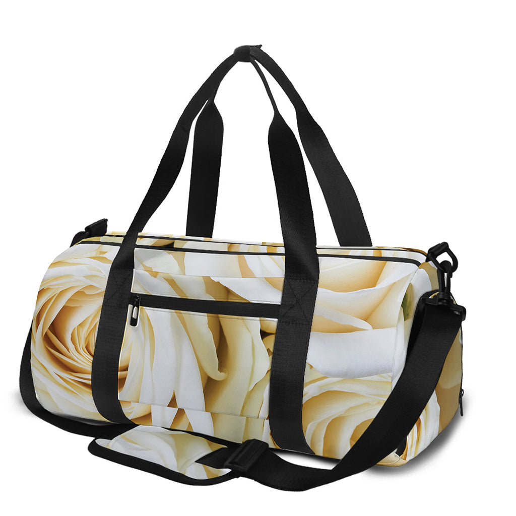 White Rose Print Gym Bag