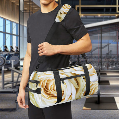 White Rose Print Gym Bag