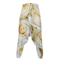 White Rose Print Hammer Pants