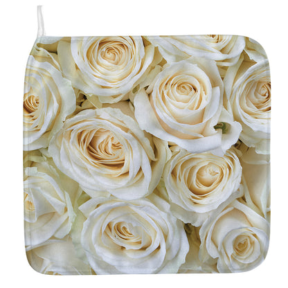 White Rose Print Hand Towel