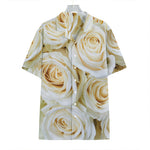 White Rose Print Hawaiian Shirt
