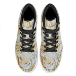 White Rose Print High Top Leather Sneakers