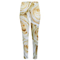 White Rose Print High-Waisted Pocket Leggings