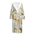 White Rose Print Hooded Bathrobe