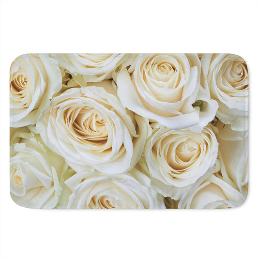 White Rose Print Indoor Door Mat