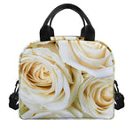 White Rose Print Insulated Lunch Bag