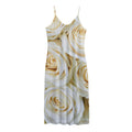 White Rose Print Jersey Midi Cami Dress