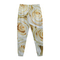 White Rose Print Jogger Pants