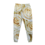 White Rose Print Jogger Pants