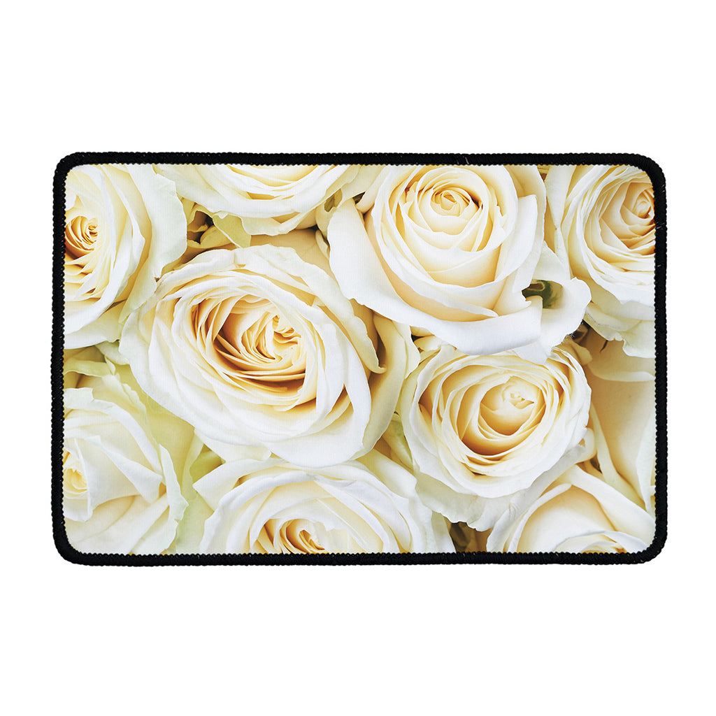 White Rose Print Kitchen Mat