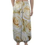 White Rose Print Lantern Pants