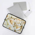 White Rose Print Laptop Sleeve
