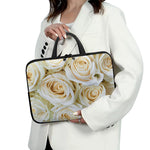 White Rose Print Laptop Sleeve With Handle