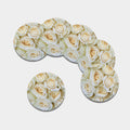 White Rose Print Leather Coaster Set