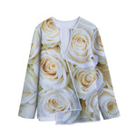 White Rose Print Long Sleeve Short Coat