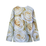 White Rose Print Long Sleeve Short Coat