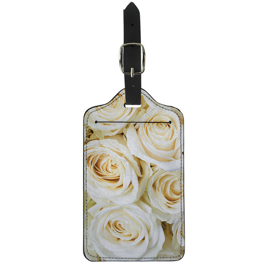White Rose Print Luggage Tag