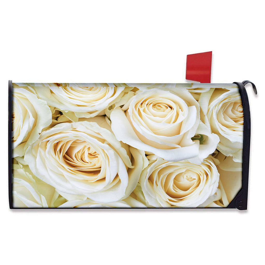 White Rose Print Mailbox Cover