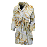 White Rose Print Men's Bathrobe