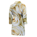 White Rose Print Men's Bathrobe