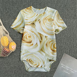 White Rose Print Men's Bodysuit