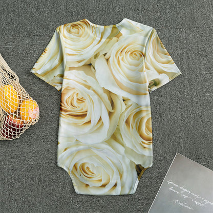 White Rose Print Men's Bodysuit