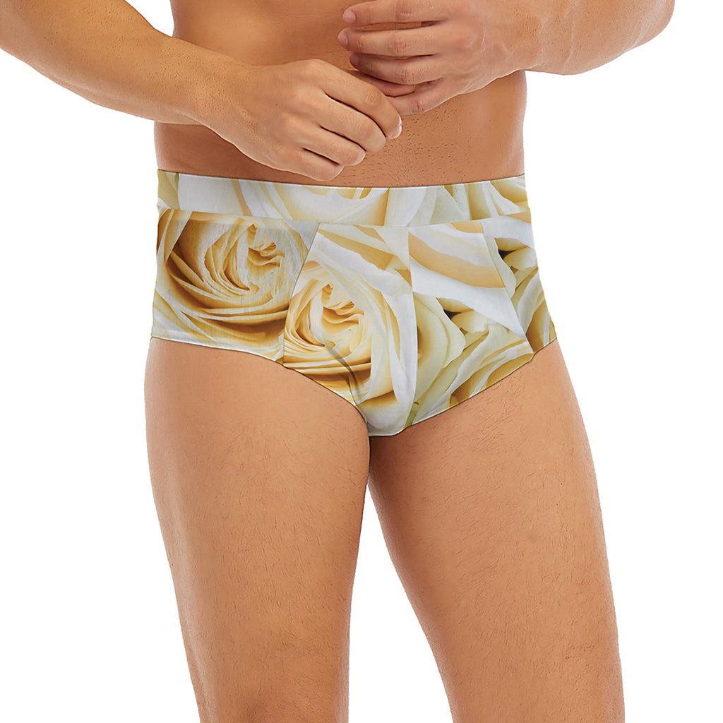 White Rose Print Men's Briefs