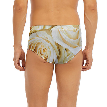 White Rose Print Men's Briefs