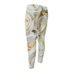 White Rose Print Men's Compression Pants