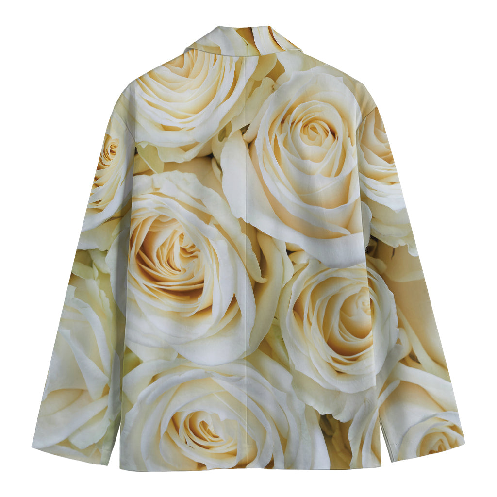 White Rose Print Men's Cotton Blazer