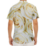 White Rose Print Men's Deep V-Neck Shirt