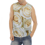 White Rose Print Men's Fitness Tank Top