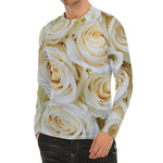 White Rose Print Men's Long Sleeve Rash Guard