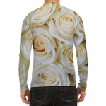 White Rose Print Men's Long Sleeve Rash Guard