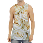 White Rose Print Men's Muscle Tank Top