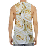 White Rose Print Men's Muscle Tank Top