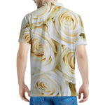White Rose Print Men's Polo Shirt