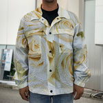 White Rose Print Men's Shirt Jacket
