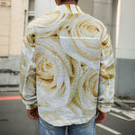 White Rose Print Men's Shirt Jacket